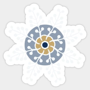 White snowflakes on prussian blue seamless repeat pattern Sticker